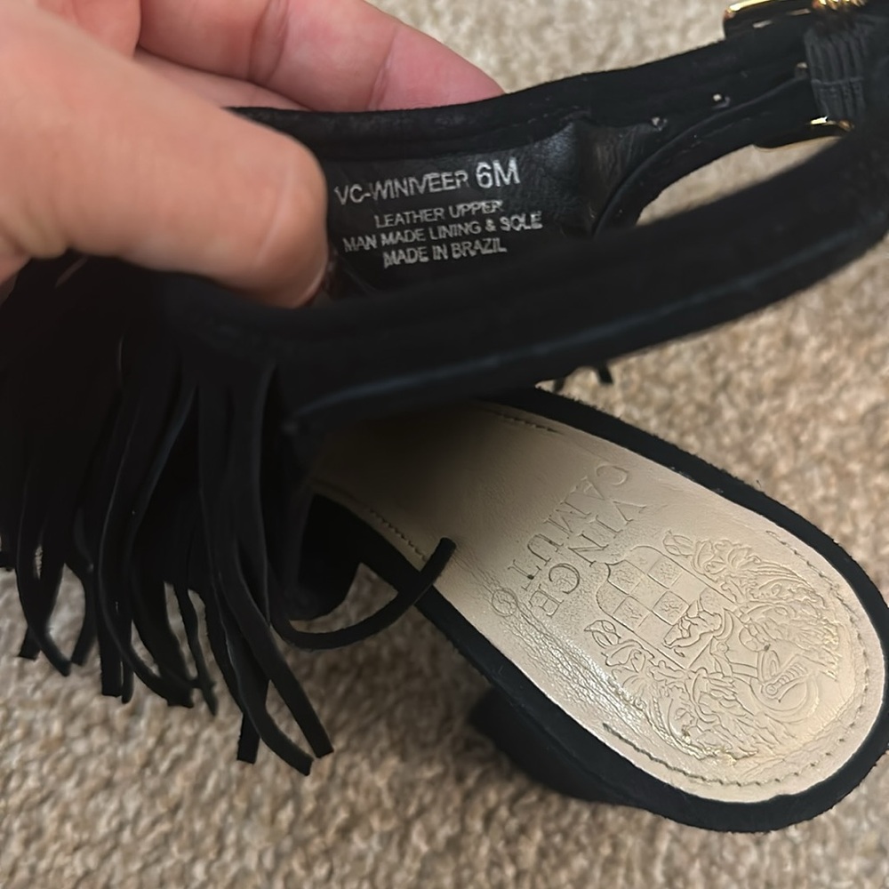 Vince Camuto Women's Winiveer Fringe Block black Heel Sandal size 6 - Picture 4 of 6